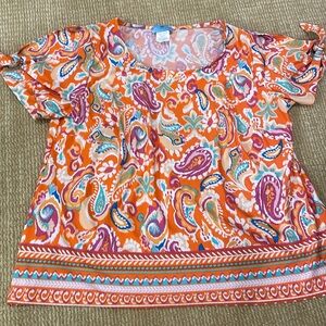 NWOT Cece 2X orange cold shoulder blouse top